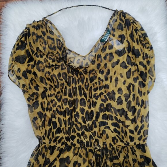 Laurel Ralph Lauren Whimsy Glam Leopard Print Swimsuit Cover Up Women's Medium - Picture 5 of 11